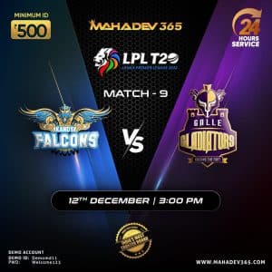 Kandy Falcons vs Galle Gladiators mahadev book online