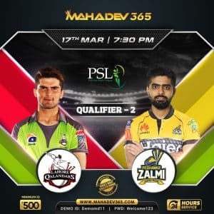 PSL qualifier 2 lahore vs peshawar mahadev book online