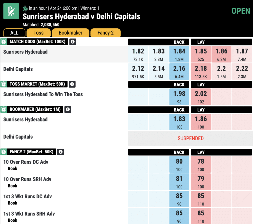 Sunrisers-Hyderabad-vs-Delhi-Capitals-mahadev-book-online-match-odds